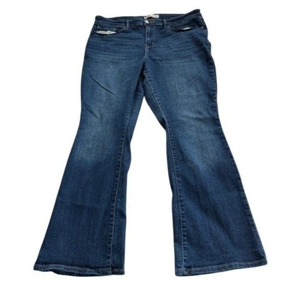 Signature Levi Strauss Womens 14 Blue Mid Rise Bootcut Jeans 36x27 Stretch Denim